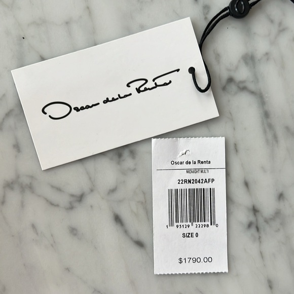 Oscar de la Renta Tulip Floral Midnight Sky Tank Dress - Picture 3 of 6